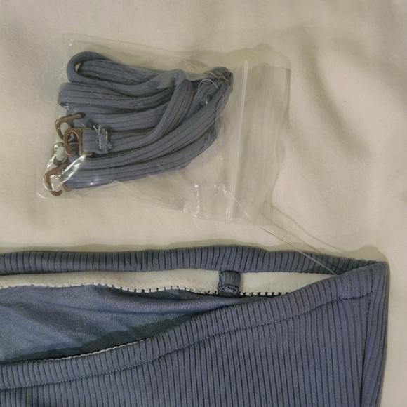 *NWT* Ripcurl Bandeau Bikini Top & Bottom - Slate Dolphin Blue/Grey - Picture 6 of 12